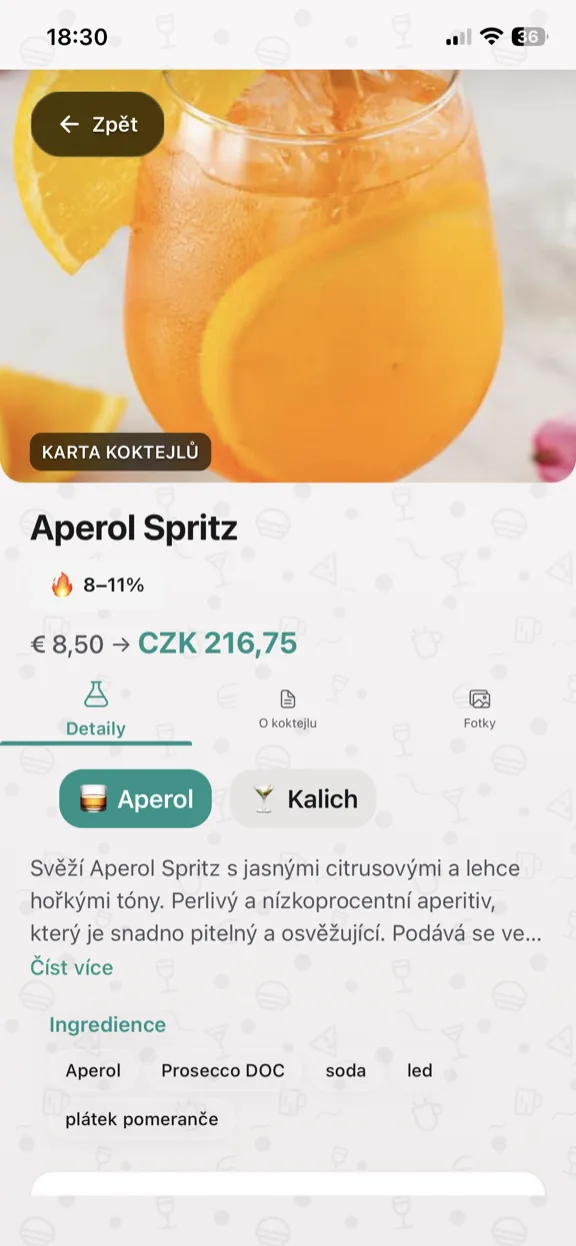 ScanYum Koktejlový režim — ingredience, základní destilát, chuťový profil