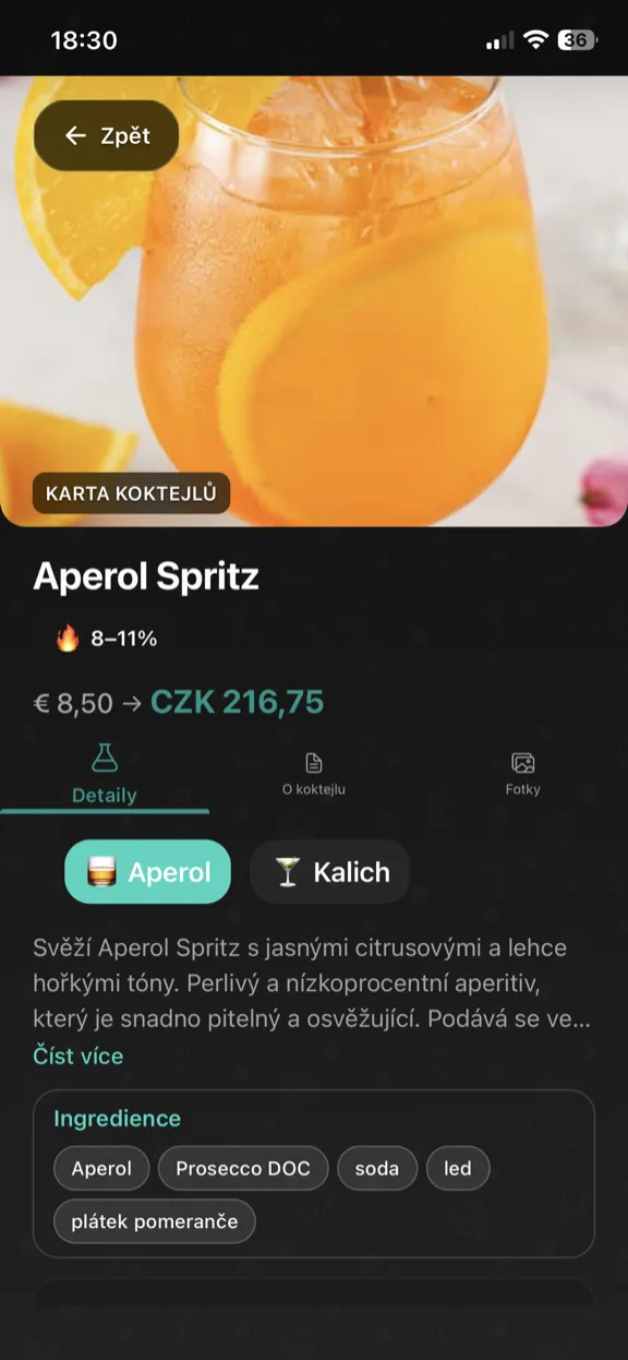 ScanYum Koktejlový režim — ingredience, základní destilát, chuťový profil