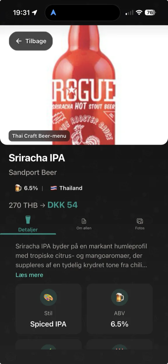 ScanYum Øltilstand — fadølslister, øltyper, ABV og bryggeriinfo