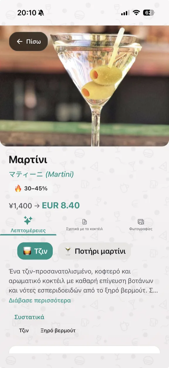 ScanYum Λειτουργία Κοκτέιλ — υλικά, βασικό ποτό, γευστικό προφίλ