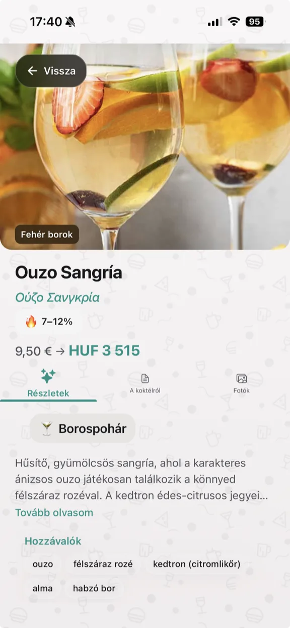 ScanYum Koktél mód — összetevők, alappárlat, ízprofil