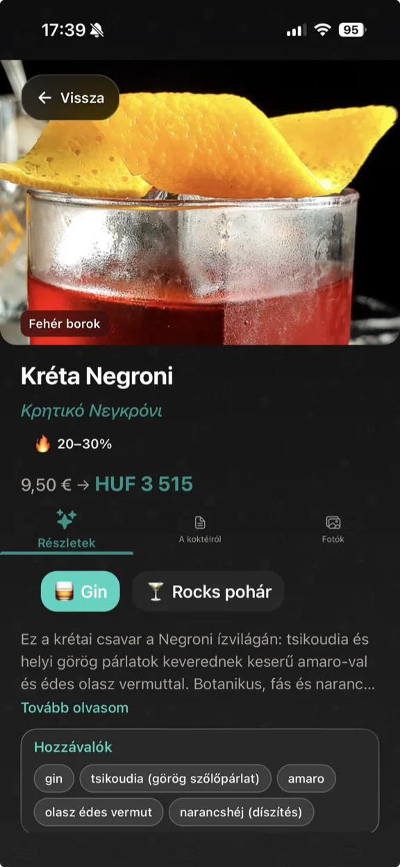 ScanYum Koktél mód — összetevők, alappárlat, ízprofil