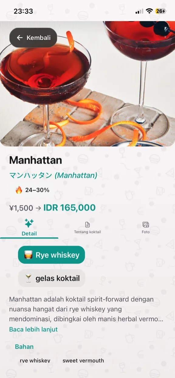 ScanYum Mode Koktail — bahan, spirit dasar, profil rasa