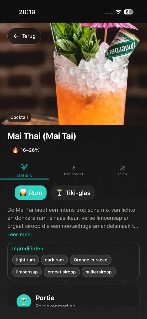 ScanYum Cocktailmodus — ingrediënten, basisspirituosa, smaakprofiel