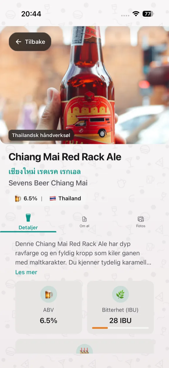 ScanYum Ølmodus — fatøllister, øltyper, ABV og bryggeriinfo