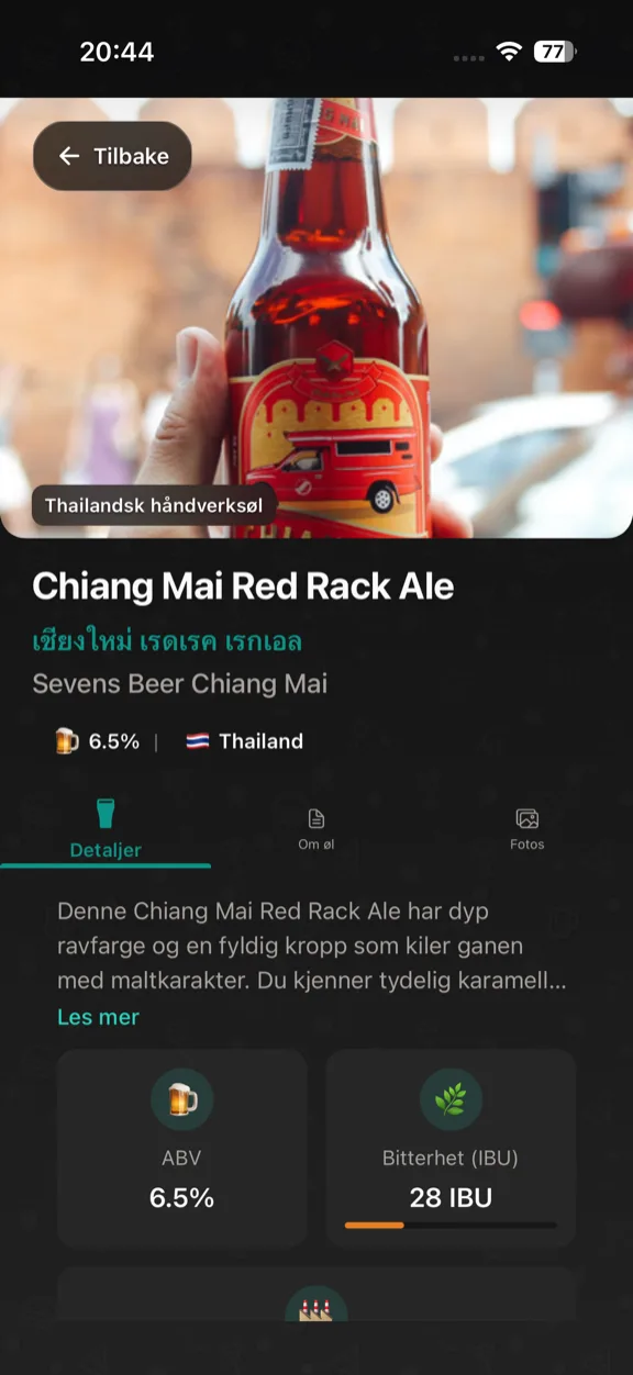 ScanYum Ølmodus — fatøllister, øltyper, ABV og bryggeriinfo