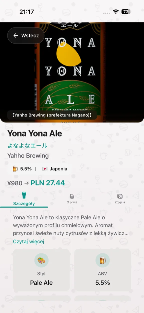 ScanYum Tryb piwo — listy piw, style, ABV i szczegóły browaru