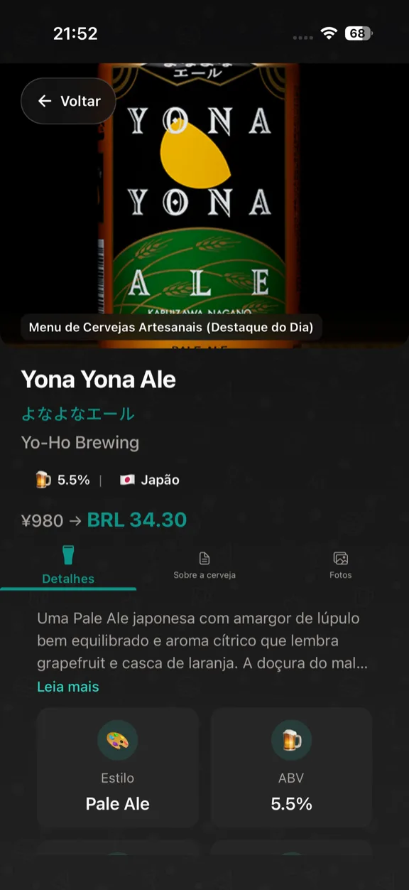 ScanYum Modo Cerveja — listas de chope, estilos, ABV e detalhes da cervejaria