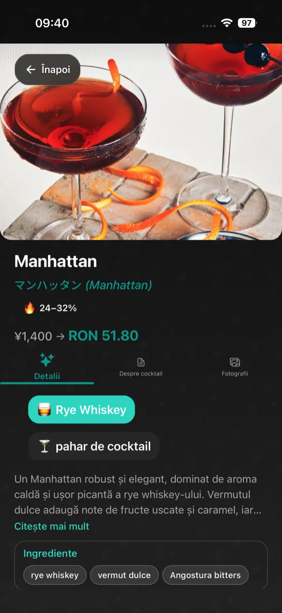 ScanYum Mod Cocktail — ingrediente, spiritul de bază, profil aromatic