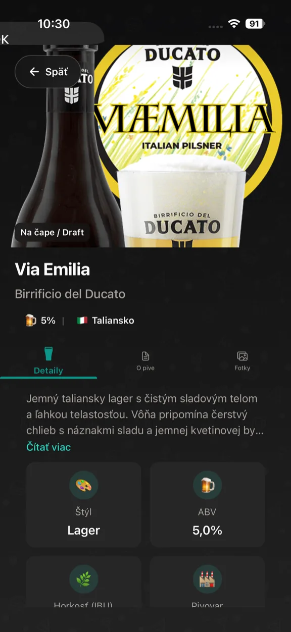 ScanYum Pivný režim — ponuky pív, štýly, ABV a detaily pivovaru