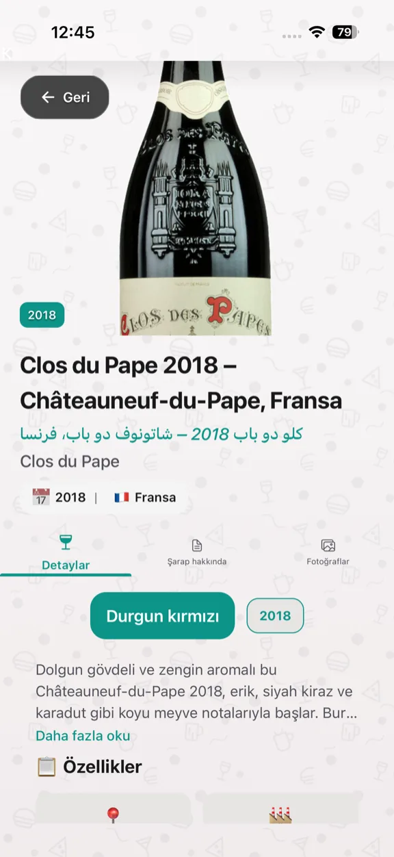 ScanYum Şarap Modu — yıl, üzüm çeşitleri, tadım notları